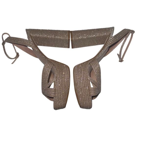 Steve Madden Laurel Women Dress Gold Glitter Ankle Strap Platform sandals SZ/8.5 - Picture 8 of 15